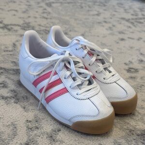 Adidas Girls White and Pink Sneakers
